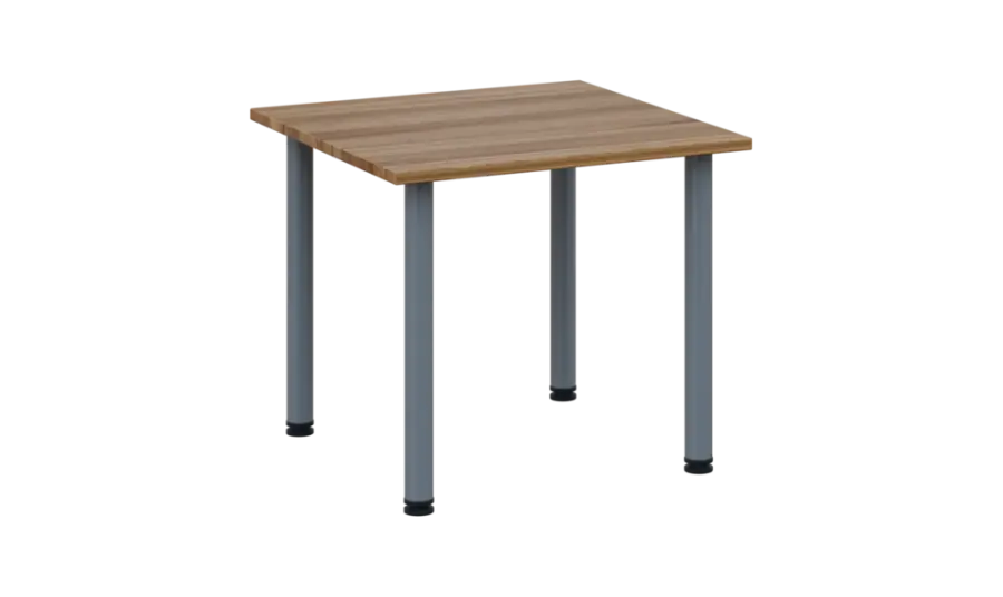 CRTR 80 jídelní stůl, kovová podnož stříbrná, deska 25 mm, 800x800 mm, ořech světlý